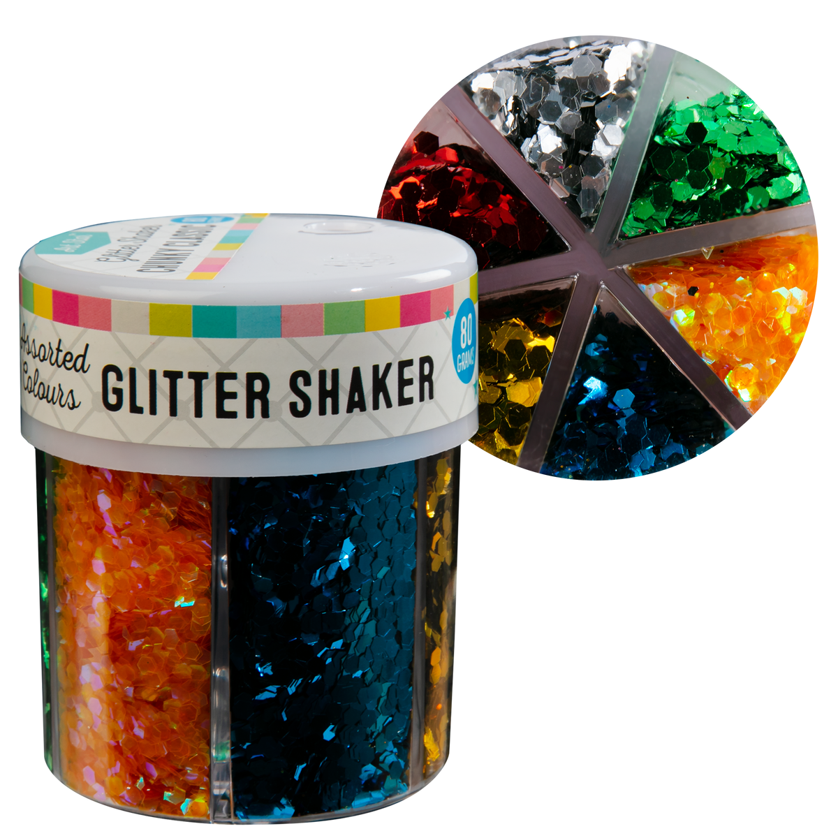Tan Art Star Chunky Glitter Shaker Assorted Colours 80g Glitter