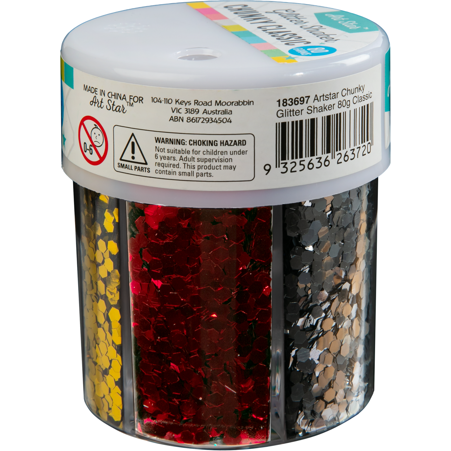Gray Art Star Chunky Glitter Shaker Assorted Colours 80g Glitter