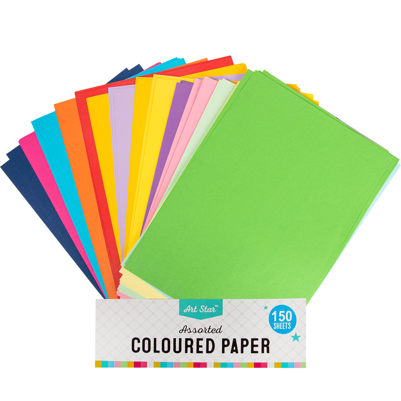 Yellow Green Art Star A4 Assorted Coloured Paper 150 Sheets Kids Paper and Pads