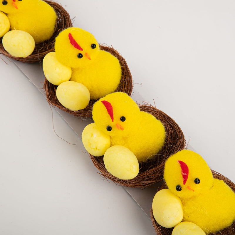 Gold Art Star Easter Chicks in Nest with Eggs 6pc Easter