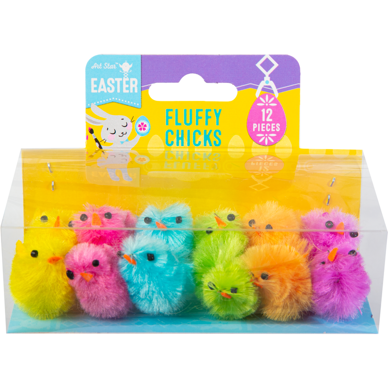 Medium Sea Green Art Star Easter Chenille Chicks Asst Colours 30mm 12pc Easter