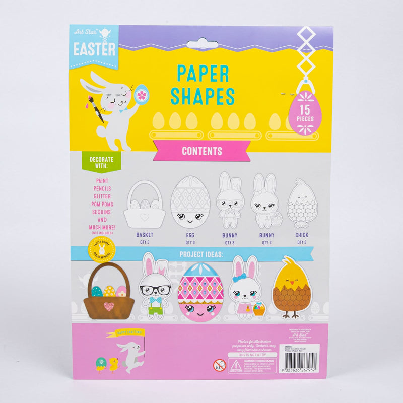 Gold Art Star Easter Assorted Design Printed Shapes 15pc Easter