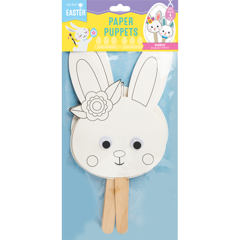 Light Gray Art Star Easter Paper Puppets with Googly Eyes 4pk Easter