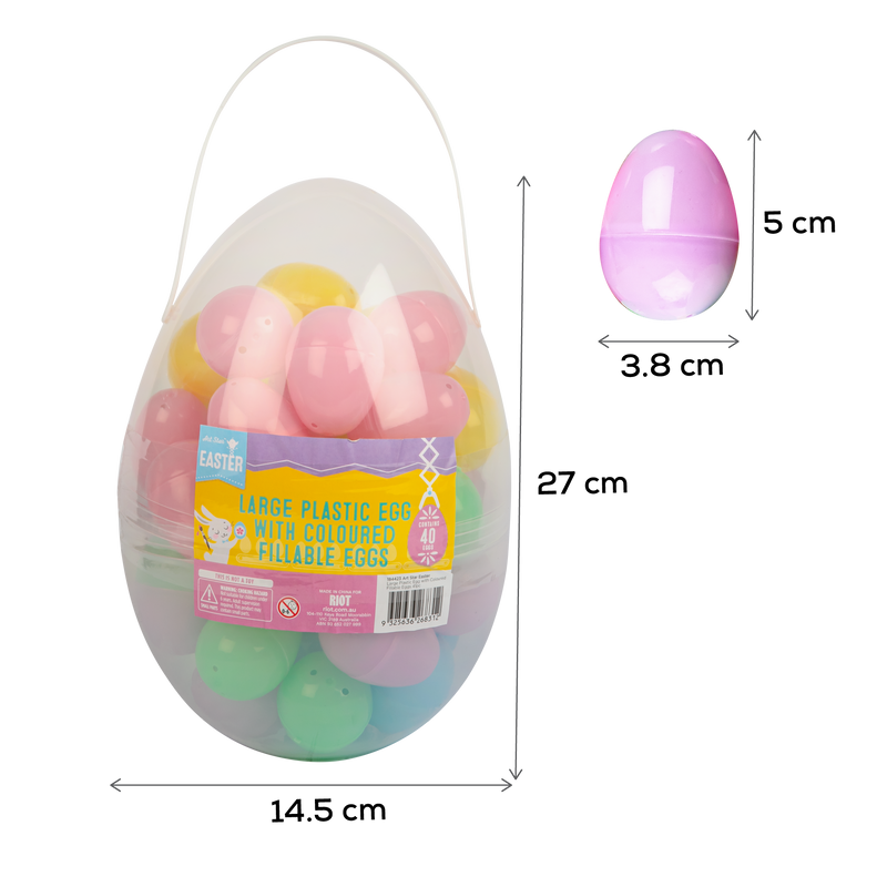 Gray Art Star Easter Large Plastic Egg with Coloured Fillable Eggs 40pc Easter