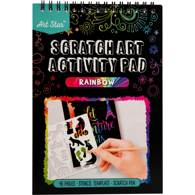 Gray Kid’s Rainbow Spiral Scratch Pad Block 16 Sheets Kids Craft Kits