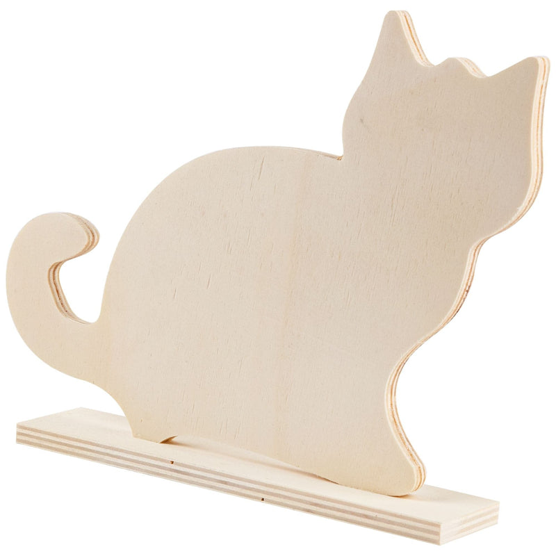 Light Gray Urban Crafter Free-standing Plywood Cat 26 x 4 x 19cm Wood Crafts