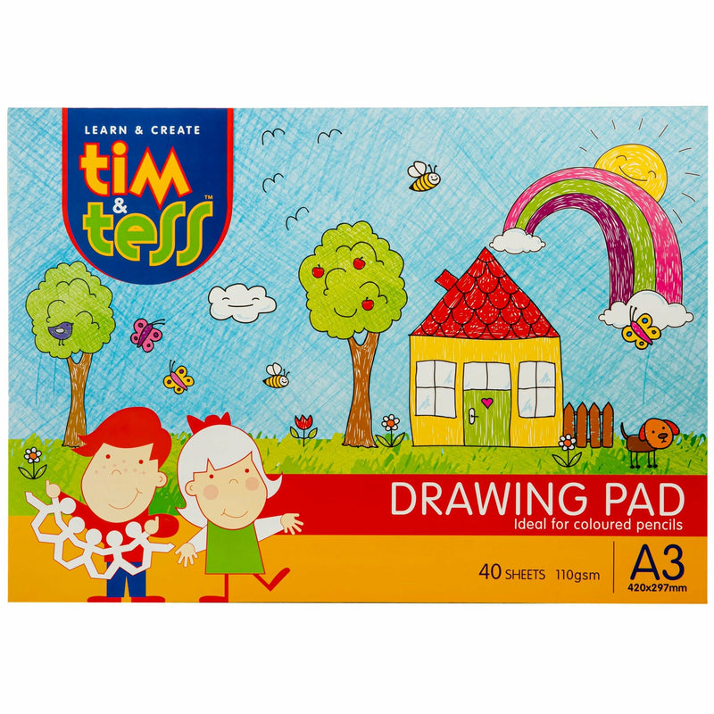 Sky Blue Tim & Tess A3 Drawing Pad-White (40 Sheets) Kids Paper and Pads