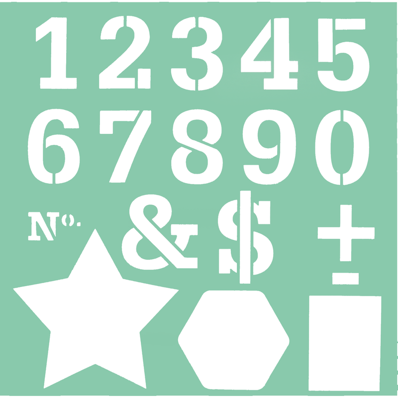 Dark Sea Green The Paper Mill Decorative Stencils 25 x 25cm Boston Numbers Stencils and Templates