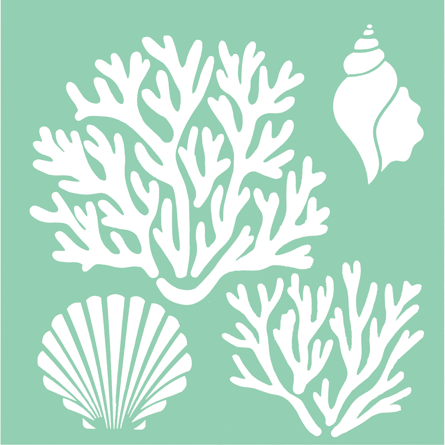 Dark Sea Green The Paper Mill Decorative Stencils 25 x 25cm Coral Sea Stencils And Templates