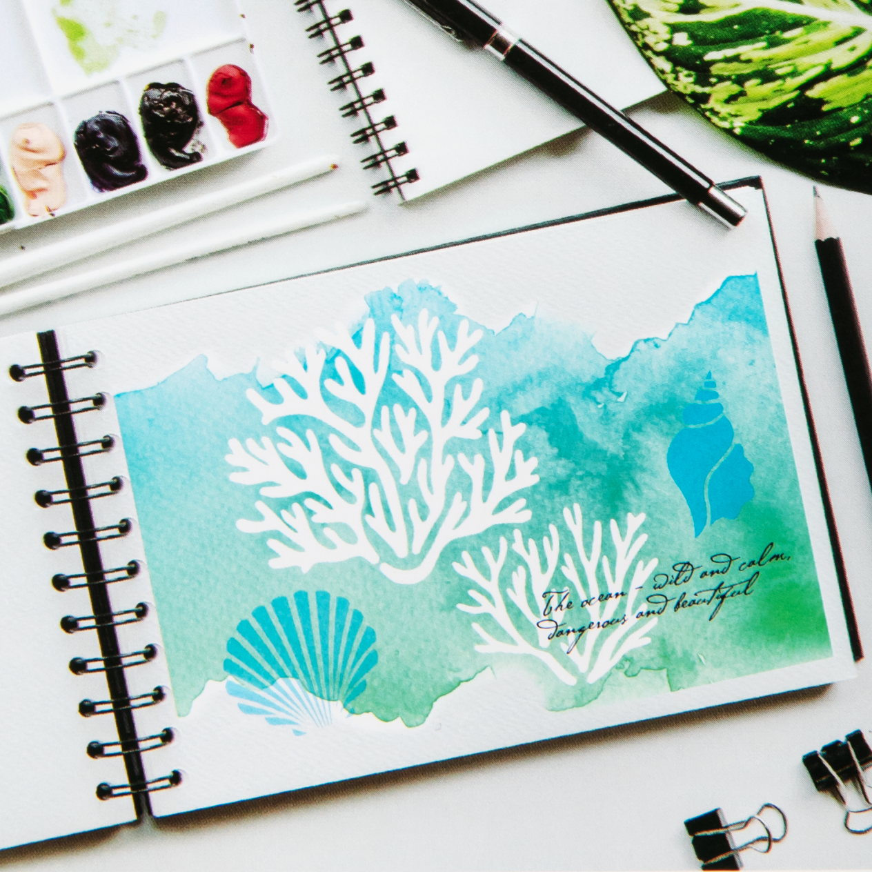 Light Gray The Paper Mill Decorative Stencils 25 x 25cm Coral Sea Stencils And Templates