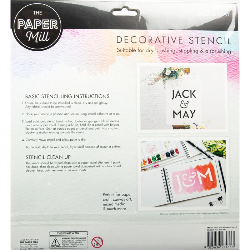 White Smoke The Paper Mill Jack and May Decorative Stencils 25x25cm Stencils And Templates
