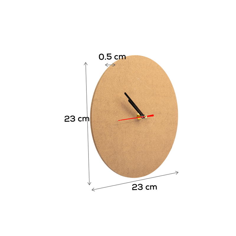 Dark Salmon Urban Crafter MDF Clock Base with Mechanism 23cm Diameter Wood Crafts