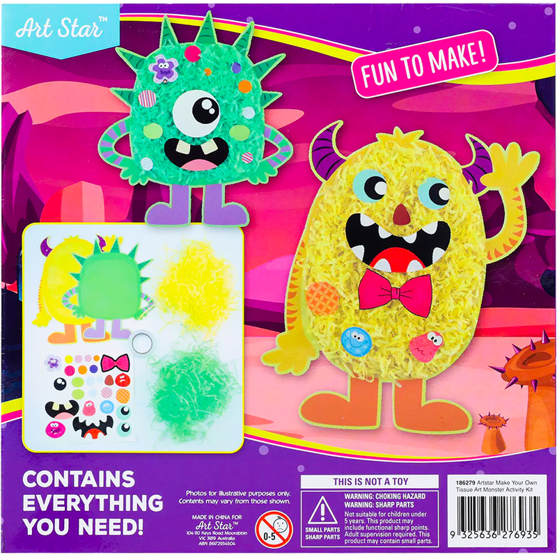 Light Gray Art Star Make Your Own Tissue Monsters Activity Kit Kids Craft Kits