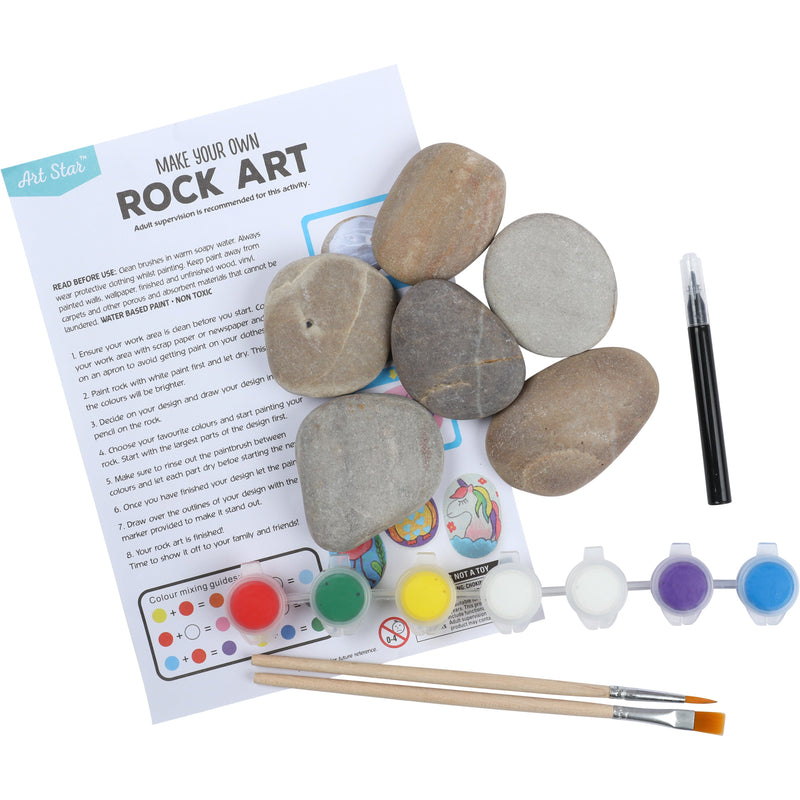 Light Gray Art Star Rock Art Painting Kit (6 Rocks) Kids Craft Kits