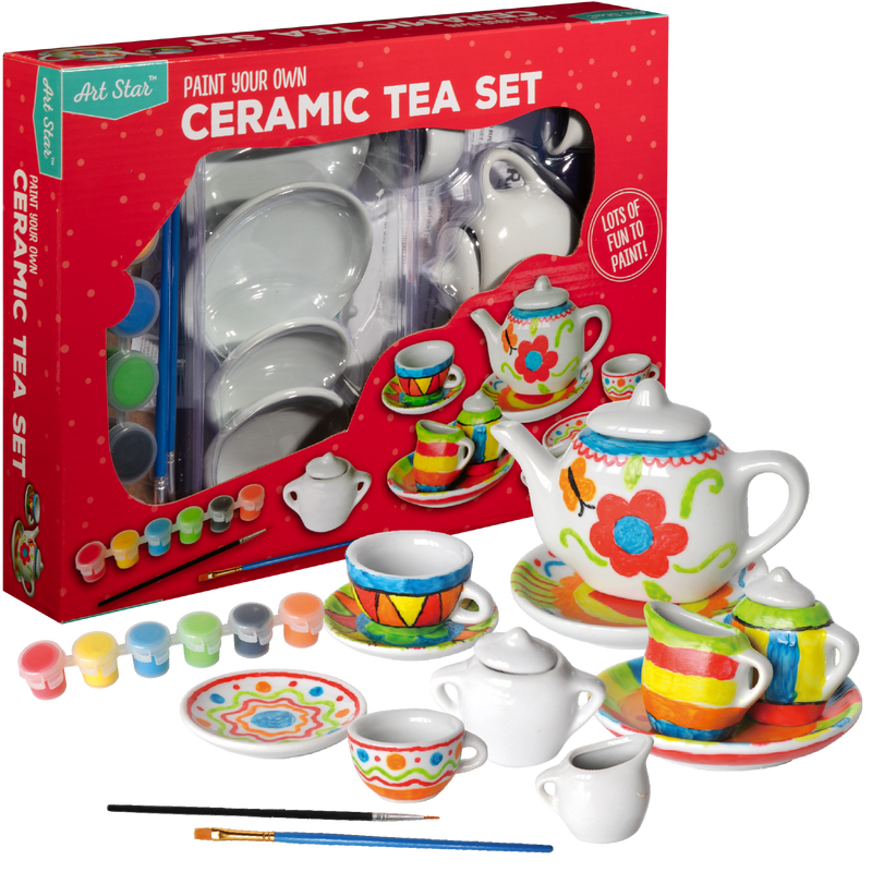 Gray Art Star Paint Your Own Ceramic Tea Set Kids Craft Kits