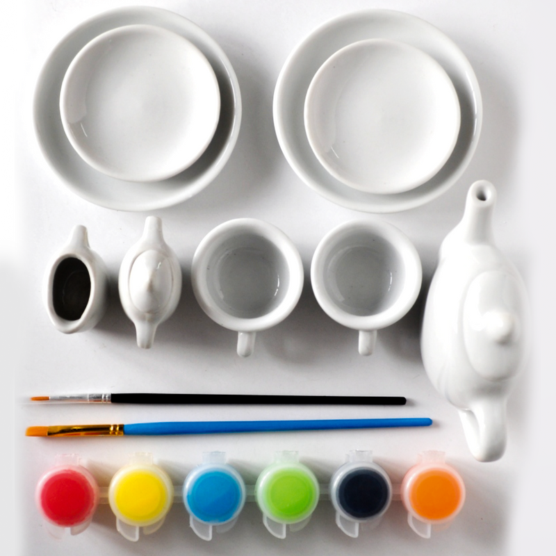 Light Gray Art Star Paint Your Own Ceramic Tea Set Kids Craft Kits