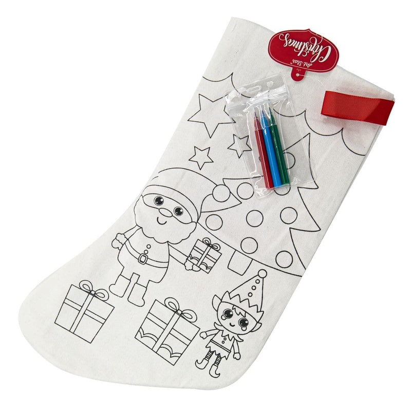 Beige Art Star Colour Your Own Stocking With Markers Christmas