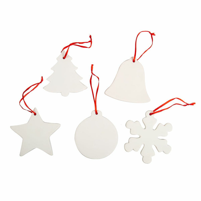 Beige Make A Merry Christmas Decorate Your Own Ceramic Ornaments 5 Pieces Christmas