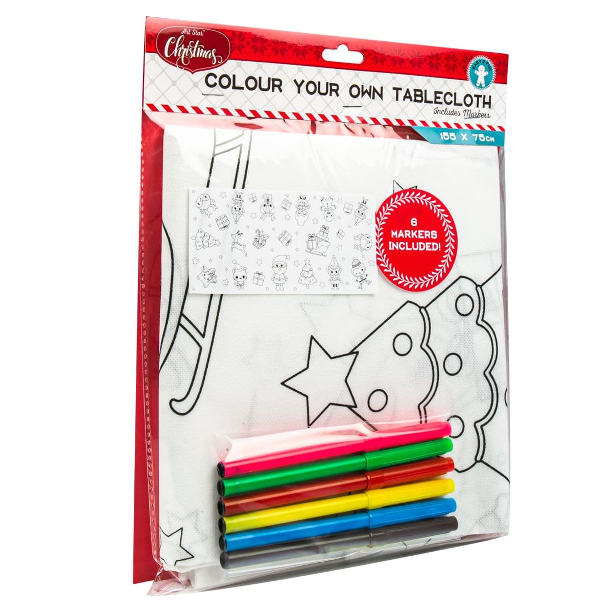 White Smoke Art Star Colour Your Own Tablecloth 155 x 75cm Christmas