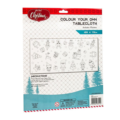 Beige Art Star Colour Your Own Tablecloth 155 x 75cm Christmas