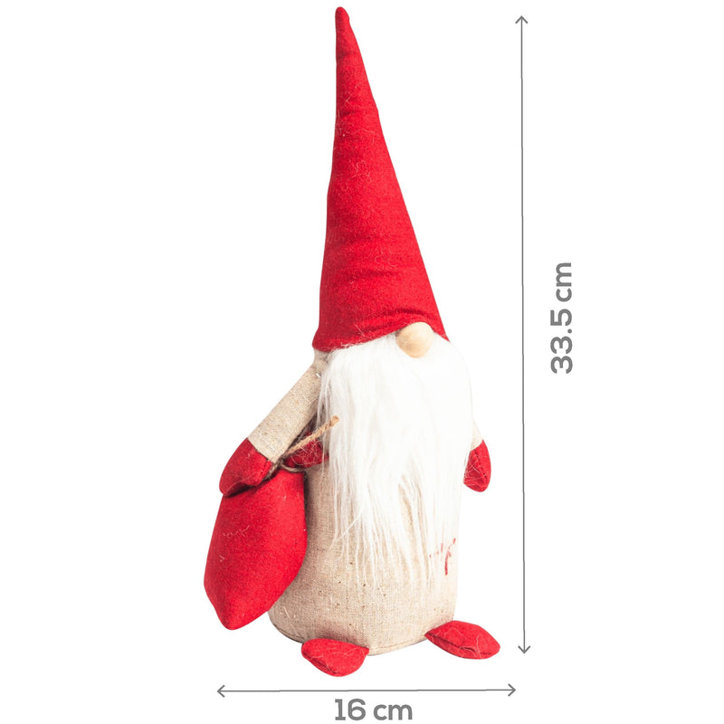 Firebrick Make A Merry Christmas-Christmas Gnome With Sack 34cm Christmas