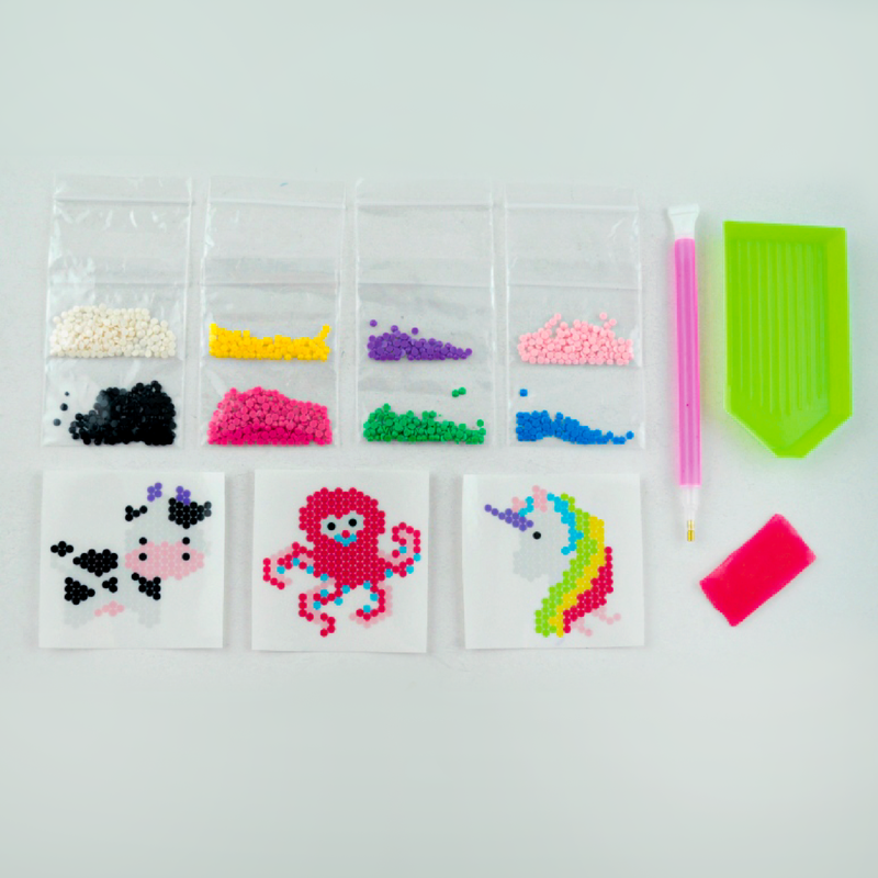 Light Gray Art Star Make Your Own Unicorn & Octopus Rhinestone Mosaics Kit Kids Craft Kits