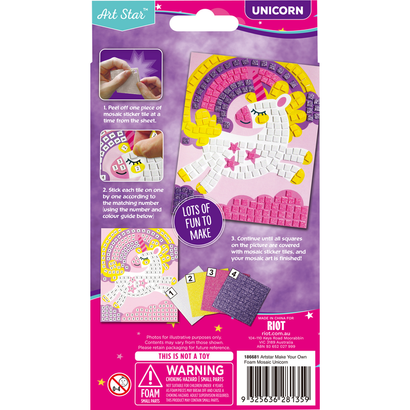 Rosy Brown Art Star Make Your Own Unicorn Foam Mosaic Art Kit Kids Craft Kits