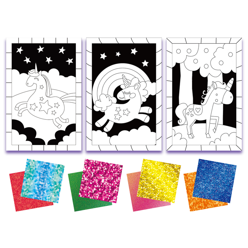 Black Art Star Foil Art Set Unicorn Makes 3 Kids Craft Kits
