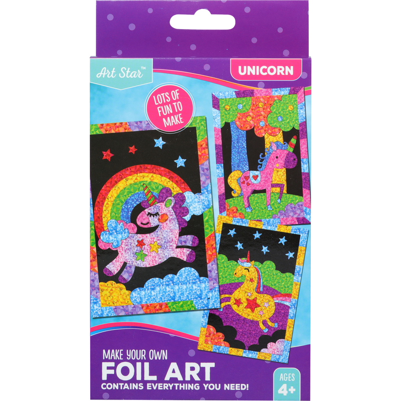 Slate Blue Art Star Foil Art Set Unicorn Makes 3 Kids Craft Kits