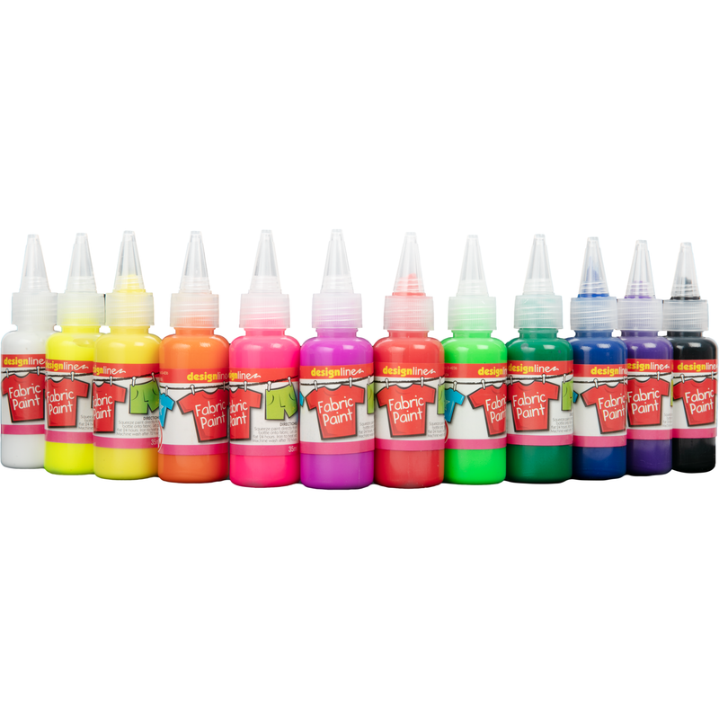 Light Gray Design Line Fabric Paint Assorted Colours 35mL (12 Pack) Fabric Paints And Dyes