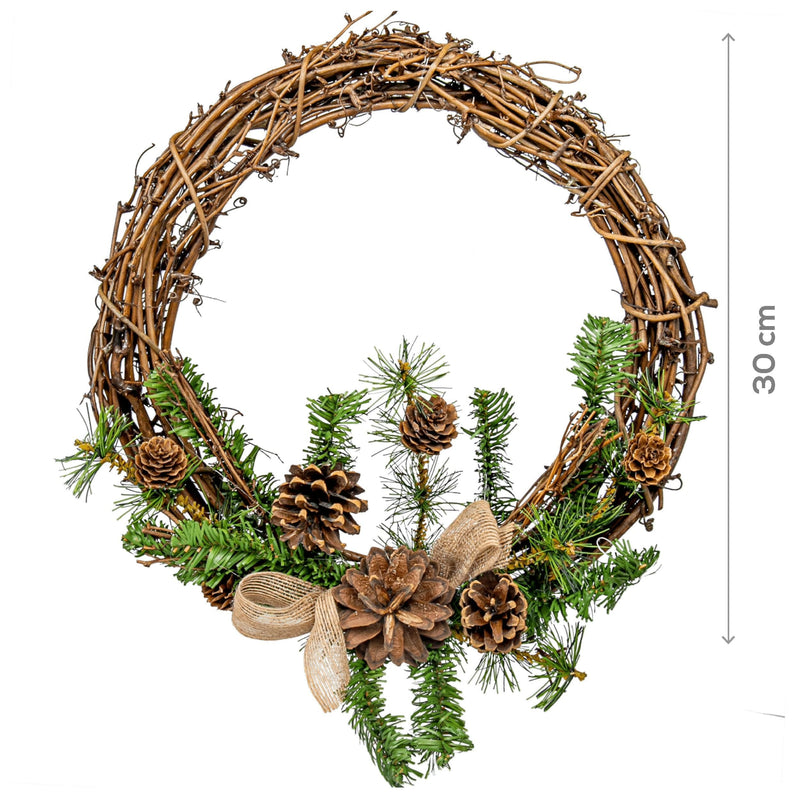Dim Gray Make A Merry Christmas Decorated Rattan Wreath 30cm Christmas