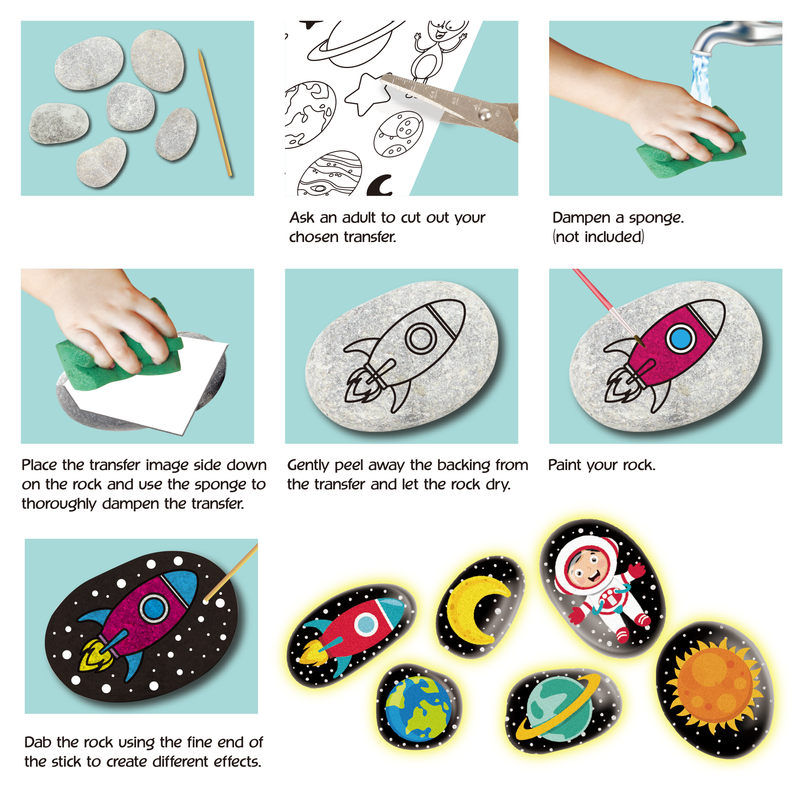 Light Steel Blue Art Star Glow In The Dark Rock Art Kit (6 Rocks) Kids Craft Kits