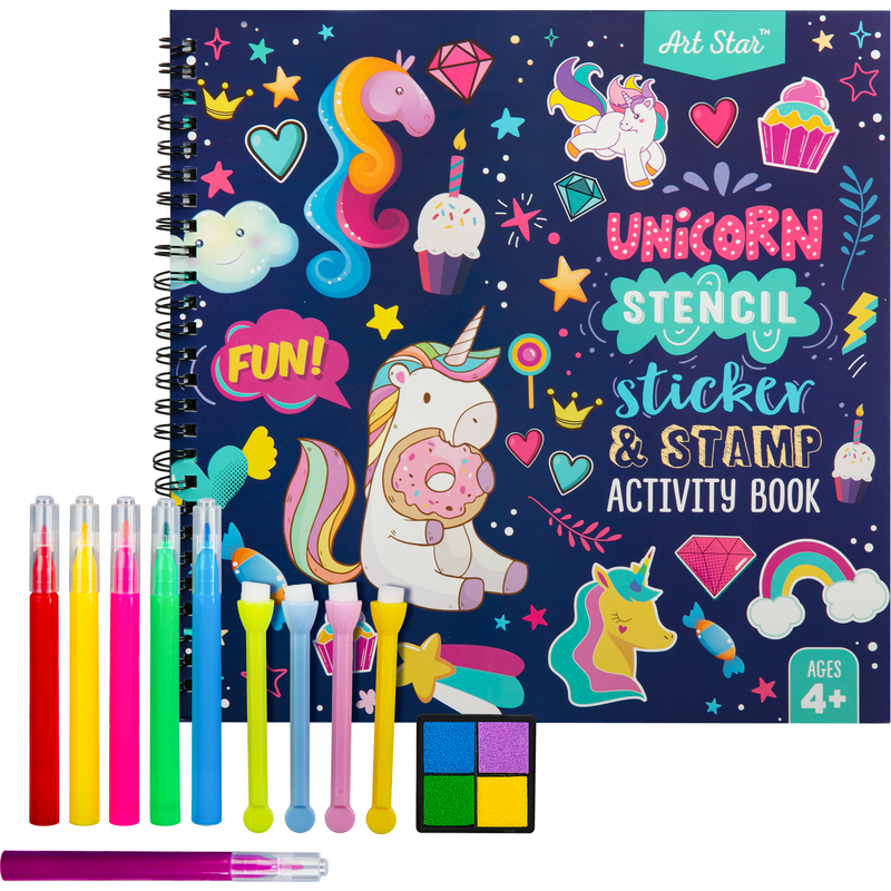 Dark Slate Gray Art Star Unicorn Stencil Sticker & Stamp Activity Kit Kids Craft Kits