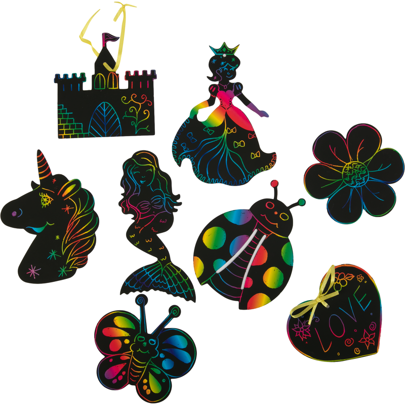 Black Art Star Make Your Own Scratch Art Kit Assorted Designs Makes 8 Kids Craft Kits