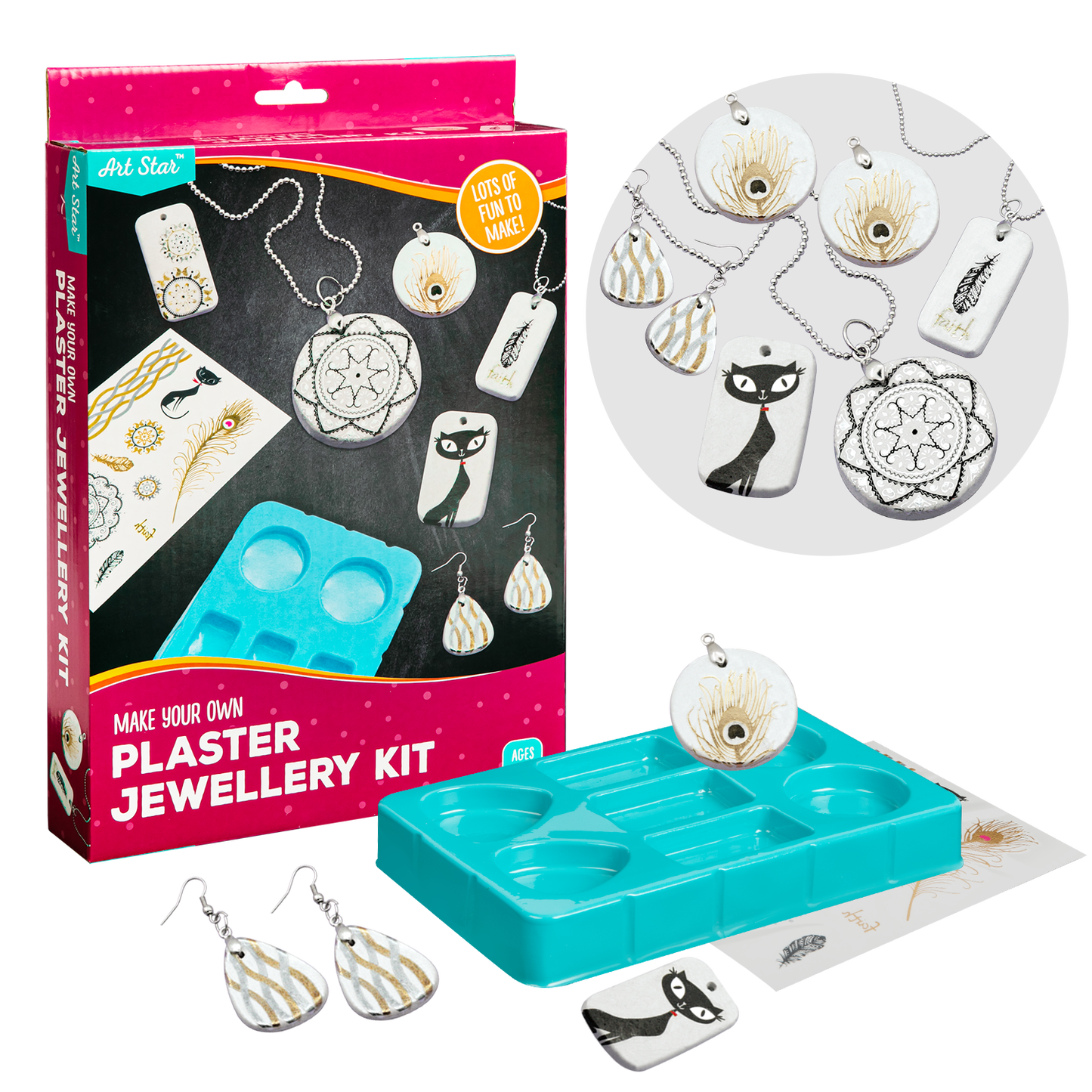 Light Gray Art Star Make Your Own Plaster Jewellery Kit Kids Craft Kits