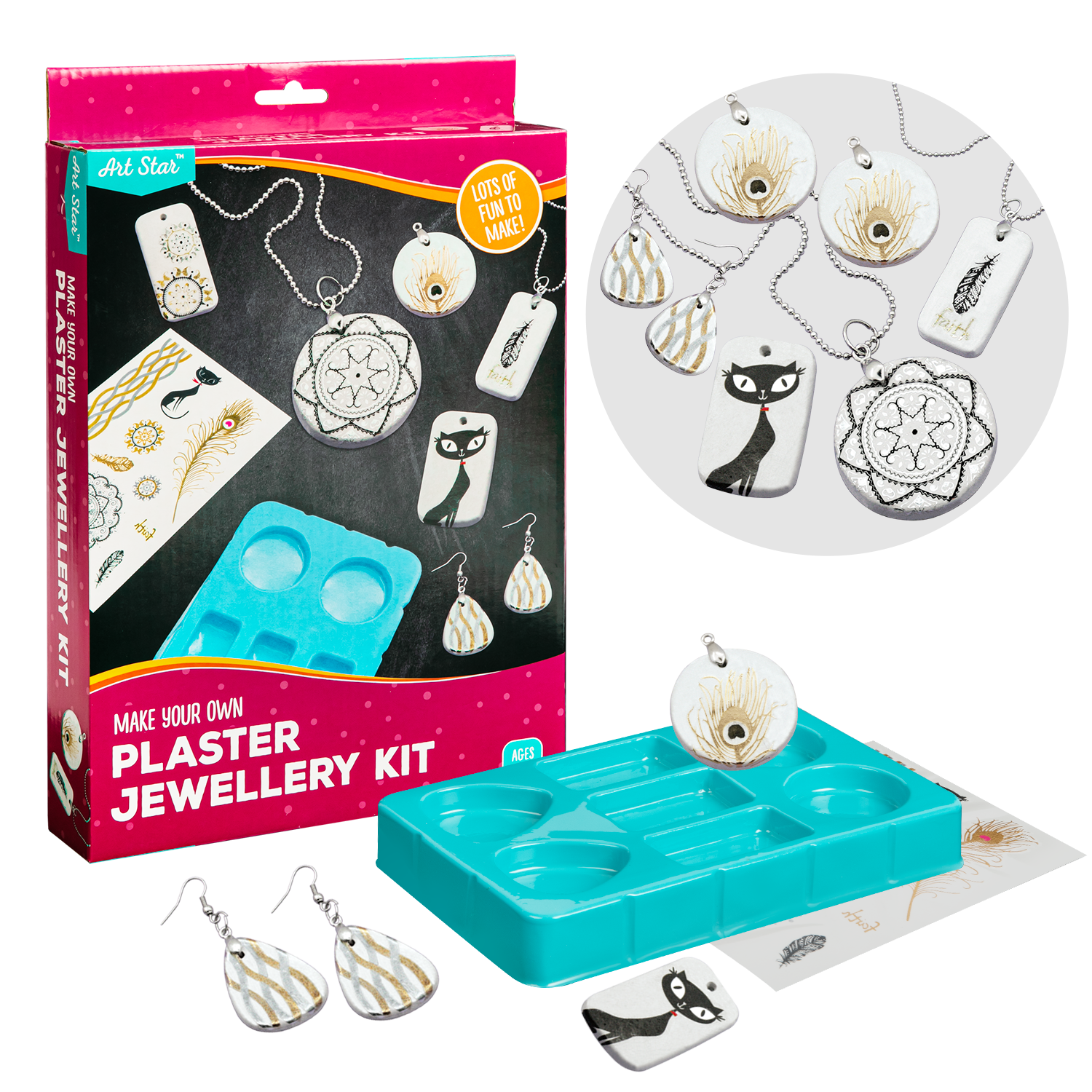 Light Gray Art Star Make Your Own Plaster Jewellery Kit Kids Craft Kits