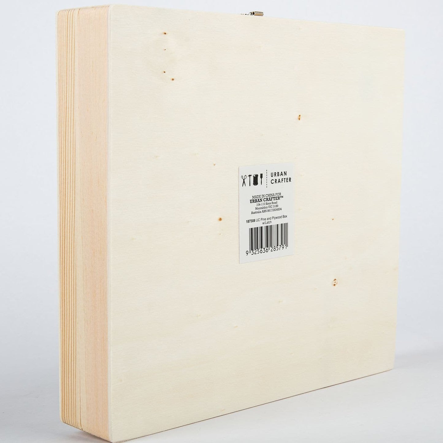 Antique White Urban Crafter Pine and Plywood Box with Latch 21x20x4.5cm Boxes