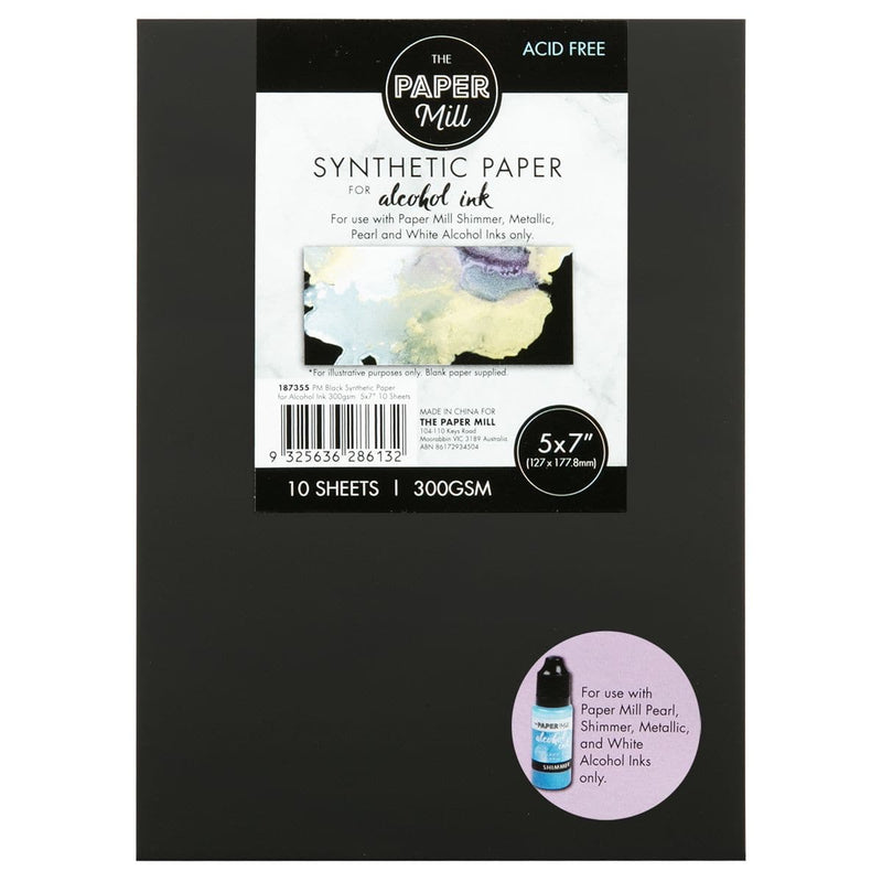 Lavender The Paper Mill Black 300gsm Synthetic Paper for Alcohol Ink  5 x 7 Inches 10 Sheets Pads