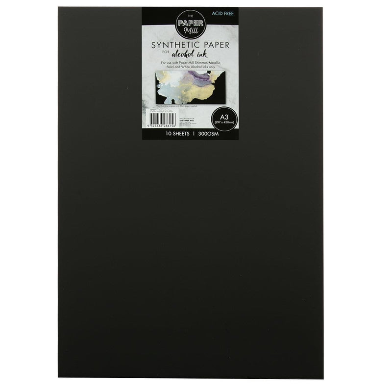Black The Paper Mill Black 300gsm Synthetic Paper for Alcohol Ink  A3 10 Sheets Pads