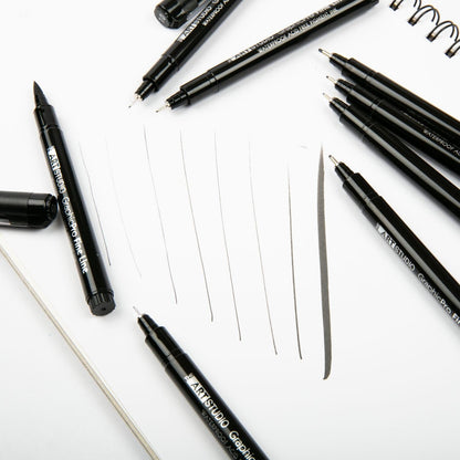 White Smoke The Art Studio Black Waterproof Pigment Liner Pens, 8pk Pens and Markers