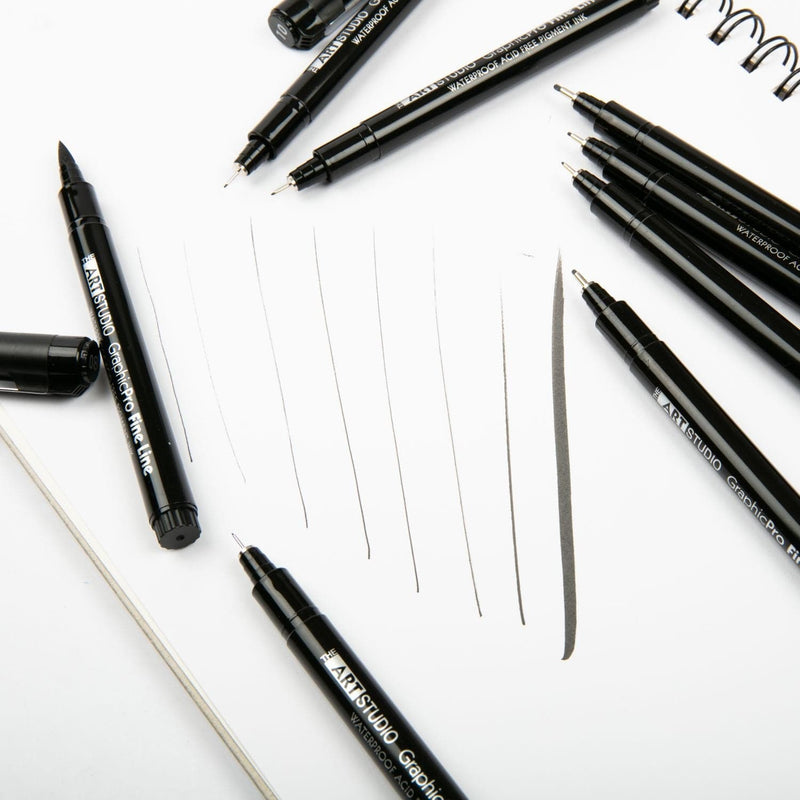 White Smoke Art Studio Black Waterproof Pigment Liner Pens 8pk Pens and Markers