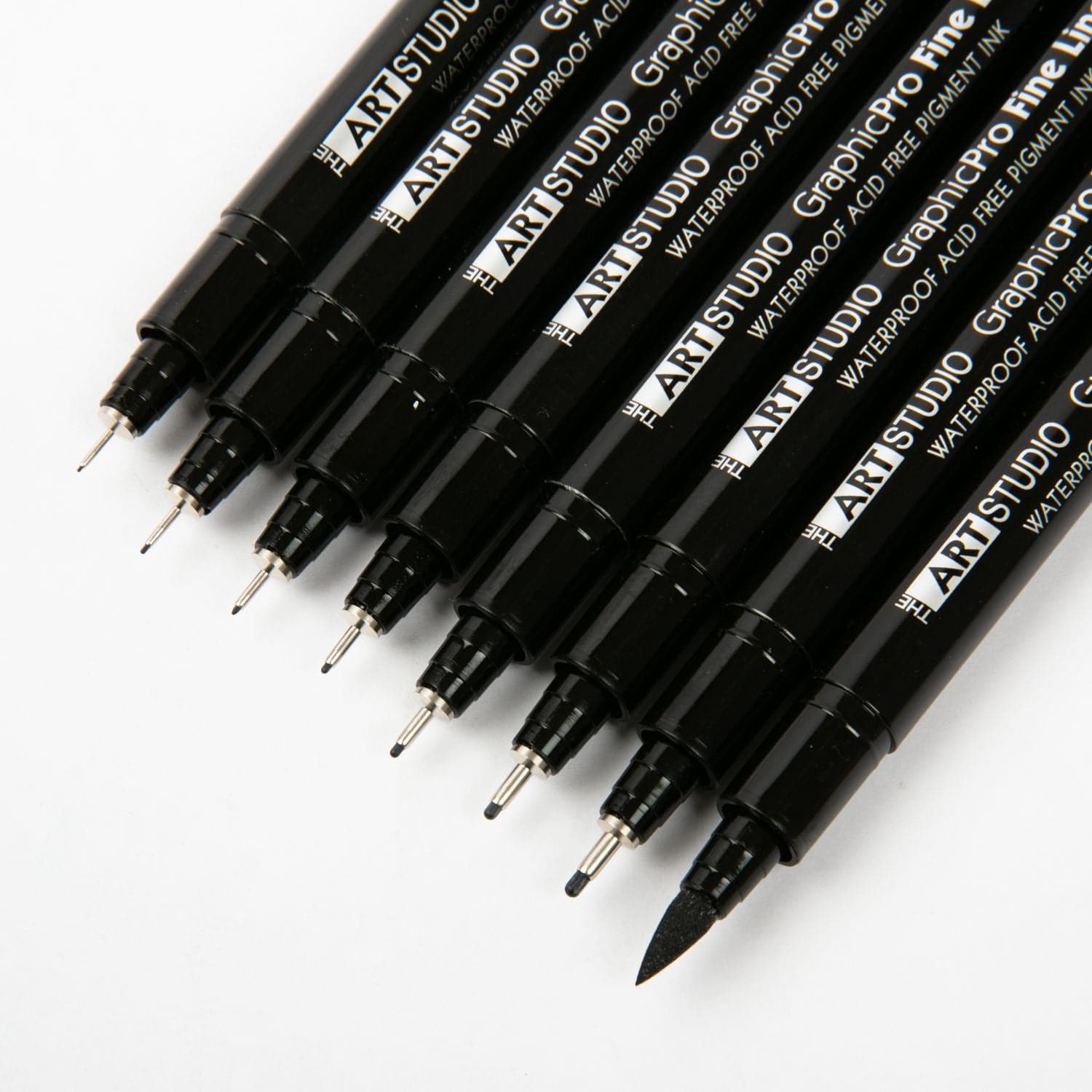 Black The Art Studio Black Waterproof Pigment Liner Pens, 8pk Pens and Markers