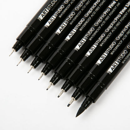 Black The Art Studio Black Waterproof Pigment Liner Pens, 8pk Pens and Markers