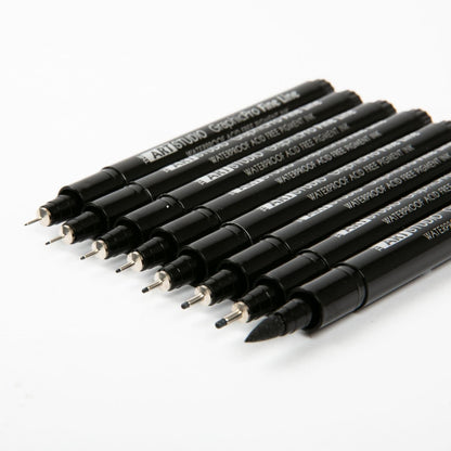 Black The Art Studio Black Waterproof Pigment Liner Pens, 8pk Pens and Markers