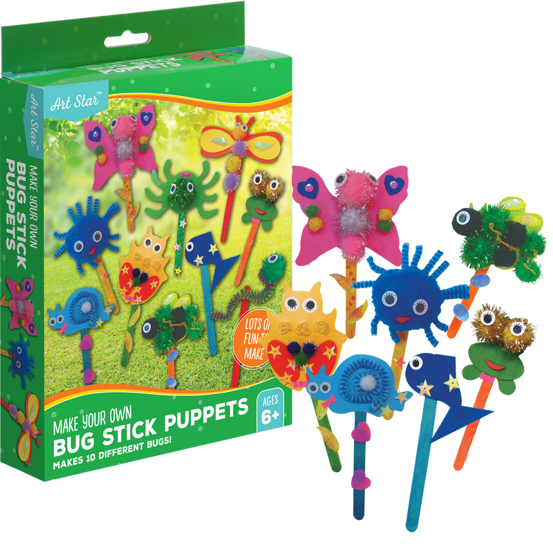 Sea Green Art Star Make Your Own Bug Stick Puppets Kids Craft Kits