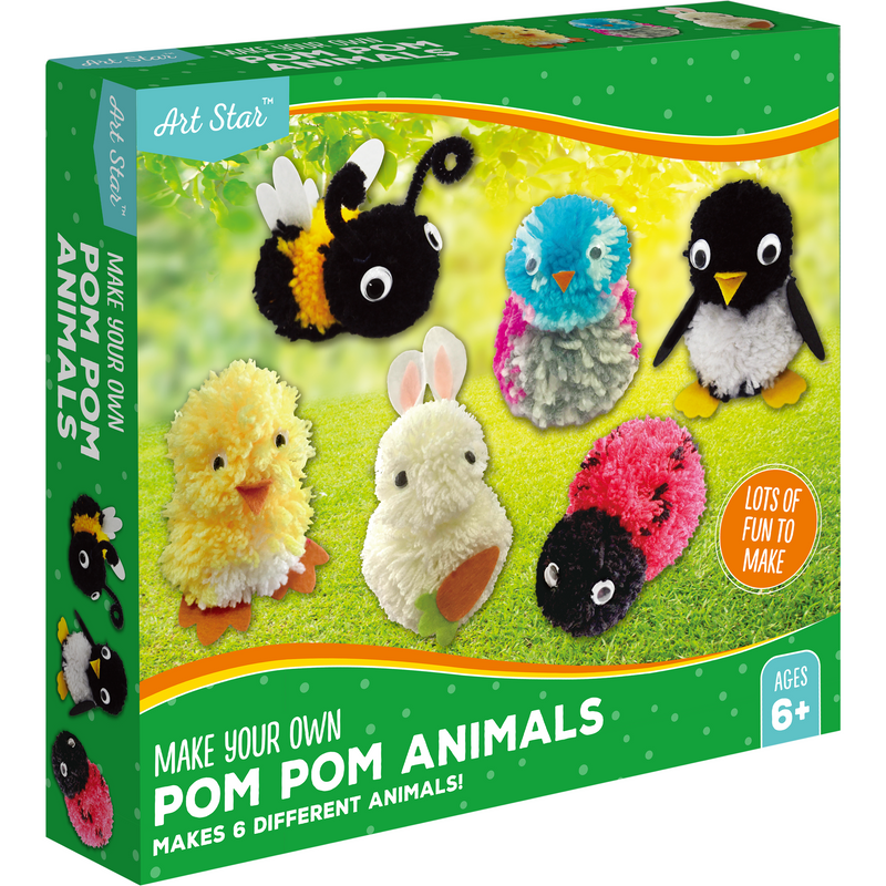 Forest Green Art Star Make Your Own Pom Pom Animals Kit Makes 6 Kids Craft Kits