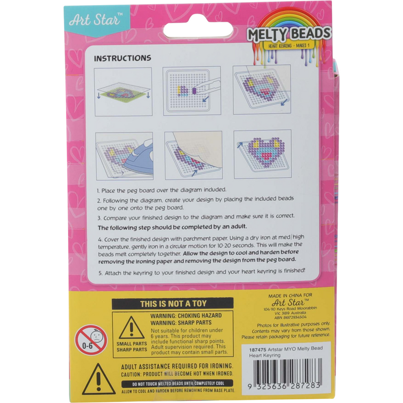 Gray Art Star Melty Beads Heart Keyring Kit Kids Craft Kits