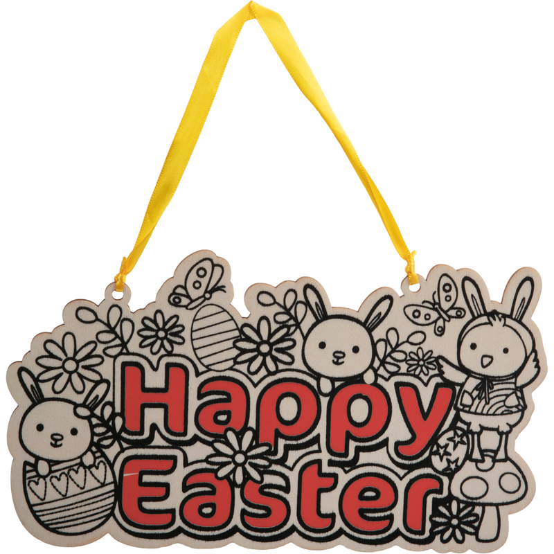Dark Gray Art Star Easter Colour Your Own Hanging Easter Sign 1 Piece Easter
