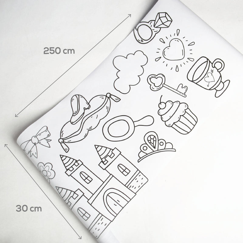 White Smoke Art Star Princess Colouring Roll 250cm Kids Craft Kits