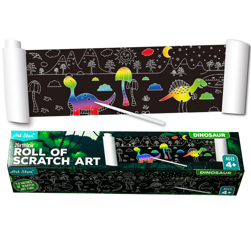 Light Gray Art Star Dinosaur Roll of Scratch Art 180cm Kids Craft Kits